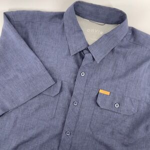 Orvis Classic Collection Mens XL Blue Button‎ Down Short Sleeve Shirt